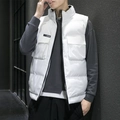 Dikke witte heren bodywarmer met opstaande kraag en grote zakken voor casual winterkleding - M / Wit
