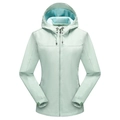 Women's mint green waterproof windbreaker with adjustable hood and zipper pockets - Women's 2XL / Tops / Bean Green