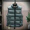 Gilet in piumino da uomo verde scuro con collo alto e logo del marchio ELT stampato - M / Verde Scuro