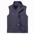 Outdoor lightweight stretch vest with stand collar and breathable mesh lining in navy blue - M / Dark Gray