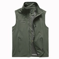 Men's outdoor dark green vest with stand collar, zip pockets and breathable mesh lining - M / Army Green