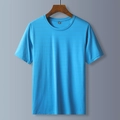 Camiseta transpirable azul cielo de manga corta para hombre con cuello redondo - M / Azul Cielo
