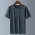 Camiseta de hombre manga corta azul oscuro con malla transpirable y cuello redondo clásico - M / gris oscuro