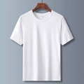 Camiseta clásica blanca de cuello redondo y manga corta en tejido de verano transpirable - M / Blanco