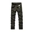 Men's army green straight-leg cargo pants with multi-pocket design and utility belt - EU 29 / Army Green