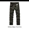 Men's army green straight-leg cargo pants with multi-pocket design and utility belt - EU 29 / Army Green