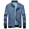 Giacca da uomo blu-grigio con stampa FREE e polsini in costina elastica - M / Azzurro