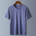 Men's breathable dark blue short-sleeve T-shirt with moisture-wicking mesh fabric - M / Purple Grey