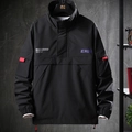 Coupe-vent anorak noir pour homme avec col montant et lettrage violet sur la poitrine - M / Noir