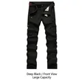 Men's straight leg cargo pants in saturated black with multiple utility pockets and belt - EU 29 / Black