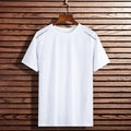 Men's loose white crew neck sports t-shirt with breathable mesh and reflective shoulder strips - L / White