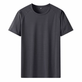 T-shirt da uomo in mesh grigio scuro a maniche corte con vestibilità estiva - L / Grigio