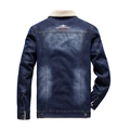 Veste en jean d'hiver pour hommes avec doublure polaire chaude et col en sherpa - M / Bleu Denim