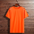 Men's bright orange sport t-shirt with breathable mesh fabric and reflective stripes - L / Orange Red