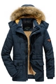 Winterparka in Dunkelblau mit Kapuze aus Kunstpelz und warmem Fleece-Futter für Herren - L / Marineblau
