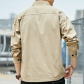 Chemise utilitaire kaki pour homme avec poche sur la manche et texture en coton croisé - M / Khaki