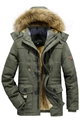 Herren Winterparka in Armeegrün mit flauschigem Kunstfellbesatz und warmem Fleece-Futter - L / Armeegrün