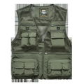 Gilet tattico da uomo in rete verde militare con tasche multiple e cerniera lampo - M / Verde Militare