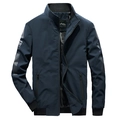Veste décontractée bleu marine pour homme avec col montant et lettrage FREE gris - M / Vert Foncé