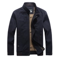 Men's navy blue windbreaker jacket with stand collar and striped rib cuffs - M / Royal Blue