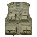 Gilet outdoor da uomo verde oliva con tasche multiple e tessuto a rete traspirante - M / Cachi