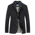 Heren casual zwarte blazer met drieknoopssluiting en groen gestreepte kraagvoering - M / Zwart