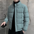 Men's sage green quilted puffer jacket with stand collar and sleek matte finish - M / Green