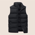 Gilet imbottito nero da uomo con collo alto e tasche con cerniera per l'inverno - M / Nero