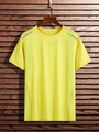Men's bright yellow ice silk breathable t-shirt with reflective shoulder details - L / Yellow