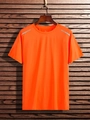 Herren T-Shirt in hellem Orange, atmungsaktives Mesh-Gewebe mit grauen Reflexstreifen - L / Orangerot