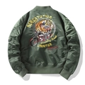 Chaqueta bomber MA1 verde militar con bordado de tigre y puños elásticos en espalda - M / Verde Militar