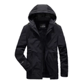 Giacca a vento nera da uomo con cappuccio, fodera calda e ricamo Free Spirit - M / Nero