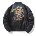 Chaqueta bomber MA1 negra para hombre con bordado de tigre y moto en la parte trasera - M / Negro
