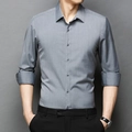 Camicia grigio scuro uomo slim fit business casual con trama di tessuto di alta qualità - M / Grigio