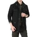 Men's black tactical outdoor work jacket with multi-pocket design and hood - M / Black