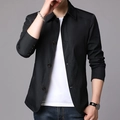 Veste noire pour hommes avec col rabattu et fermeture à boutons style chic décontracté - M / Noir