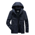Giacca da uomo blu scuro con cappuccio, fodera in pile e coulisse gialle regolabili - M / Blu