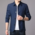 Veste business décontractée bleu marine pour homme avec col à revers et boutons classiques - M / Bleu foncé