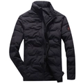 Schwarze Herren-Steppjacke mit V-Steppmuster und warmem Stehkragen gefüttert - M / Schwarz