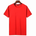 Men's casual red round neck short sleeve cotton T-shirt displayed on a wooden hanger - M / Red
