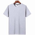 Light gray slim fit cotton t-shirt with crew neck and black fashion collar tape - M / Gray