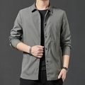 Giacca uomo casual verde grigio con collo a lupetto e taschino sul petto - M / Grigio