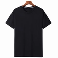 Slim fit black cotton crew neck t-shirt with fashion ribbon detail and wood hanger - M / Black