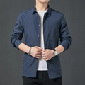 Giacca casual blu scuro da uomo con colletto rialzato e bottoni in metallo per autunno - M / Blu navy