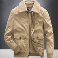 Herren Khaki Pilotenjacke mit Sherpa-Kragen, Fleece-Futter und Stickerei-Verzierung - S / Khaki