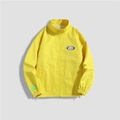 Men's casual bright yellow windbreaker jacket with Holiday chest patch and stand collar - M / Tops / Yellow