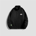 Men's black casual jacket with Holiday patch and green cuff label in a loose fit style - M / Tops / Black