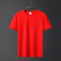 Rotes Herren-T-Shirt aus Baumwolle mit Rundhalsausschnitt auf schwarzem Holzkleiderbügel - M / Rot