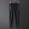 Pantalón deportivo de seda de hielo para hombre con bolsillos de cremallera gris - M / Negro