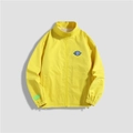 Men's casual loose bright yellow windproof jacket with Victory logo and stand collar - M / Top (Victory Oval Patch Style) / Yellow